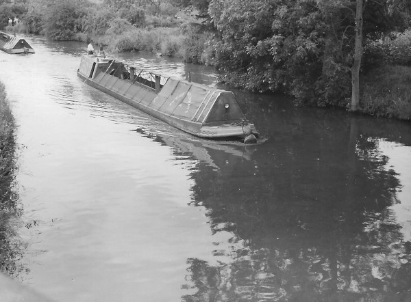 image Oxford Canal: Pair of British Waterways Narrow Boats approaching N. end of Newbold Tunnnel on way S. with coal. 1956.