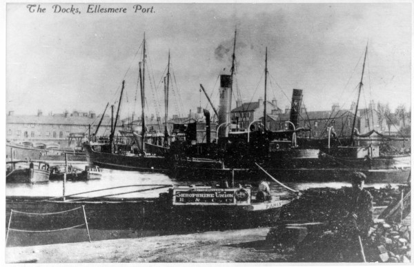 c03226 ellesmere port lower basin looking towards porters row c1900 image c03226 ellesmere port lower basin looking towards porters row c1900