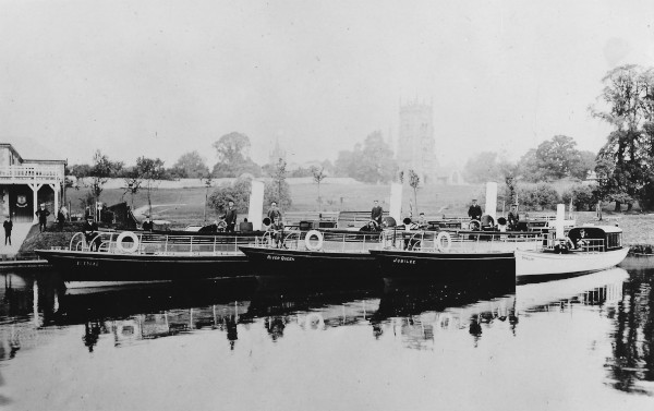image Bathurst boats, King, River Queen, Jubilee and Swallow at their Tewkesbury base on the Lower Avon Navigation
