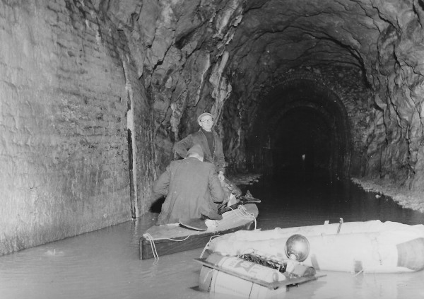 image Thames & Severn Canal, Sapperton Tunnel, February 1955. Photo taken at or near 51 chains in from the South East Portal (Coates end) & looking towards i